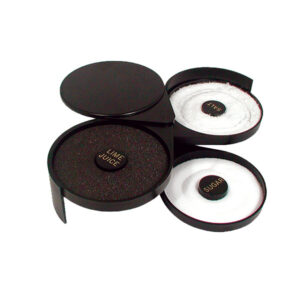 3 Trays / Black / Glass Rimmer / 12