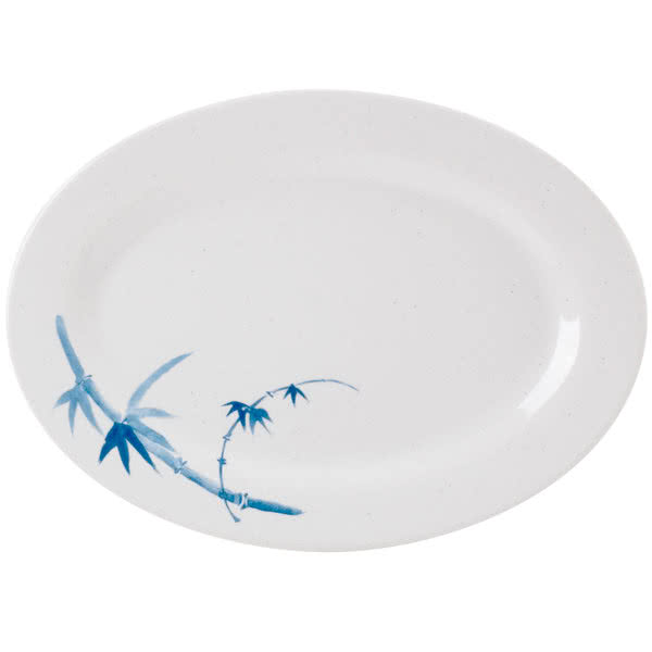 Blue Bamboo 12" x 8 5/8" Oval Melamine Platter - 12/Pack
