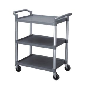 33 1/2" x 16 1/8" x 37" 3-Tier Bus Cart, Grey