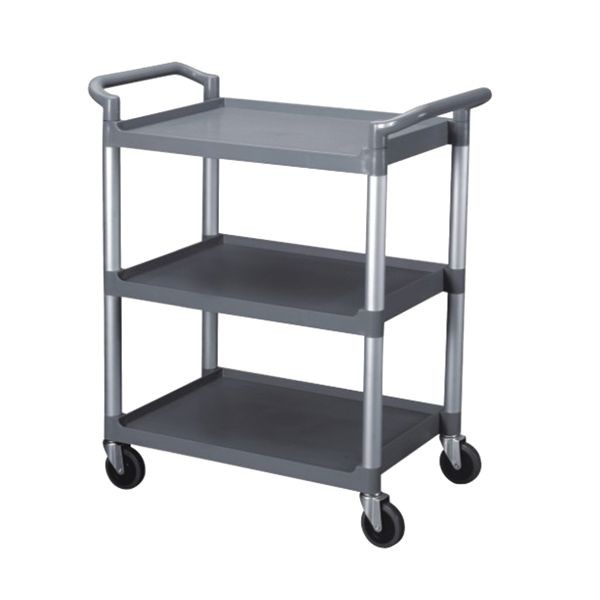33 1/2" x 16 1/8" x 37" 3-Tier Bus Cart, Grey