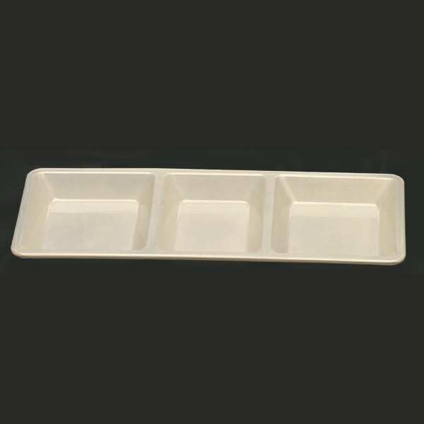 Passion Pearl Melamine Rectangular 3 Section Compartment Tray - 6/Pack