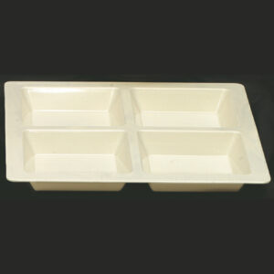 Passion Pearl 60 oz. Melamine Square 4 Section Compartment Tray - 6/Pack