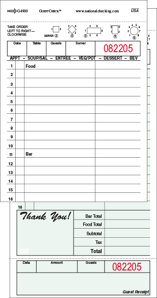 Guest Checks Carbon 2Pt G 17 Lines G 4900 / 2500
