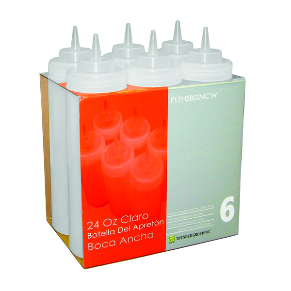 Wide-Mouth / Squeeze Bottle / 24 Oz / Clear / 6