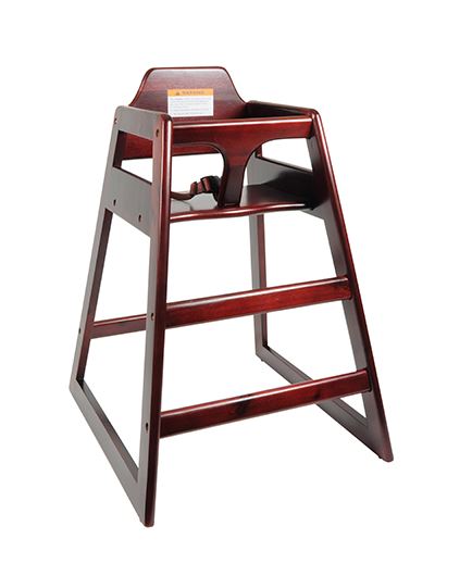 Mahogany Wood Finished High Chair, K.D. ASTM404 Certified