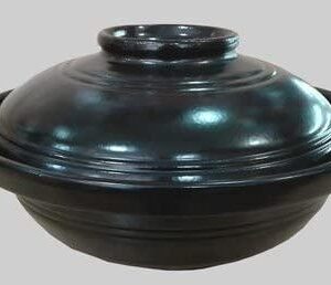 7.5" Casserole Clay Pot Black