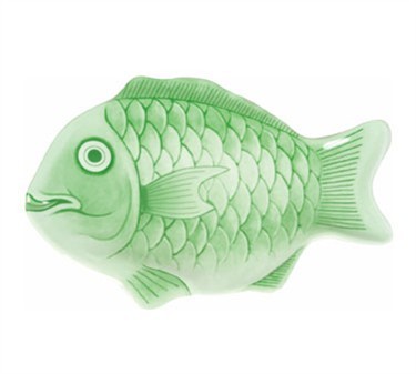 14" / Fish Shape / Melamine Platter / Green