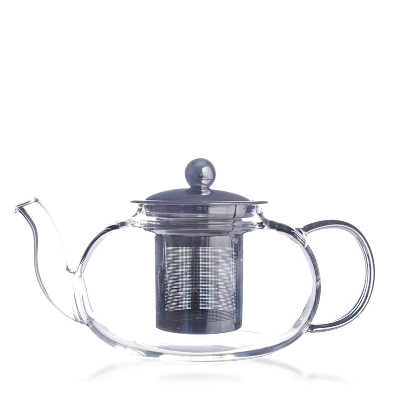 34 Oz/5.5"Glass Tea Pot w/SS Strnr/24