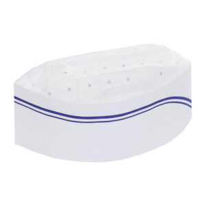 Chef Cap Overseas Style with Blue Stripe