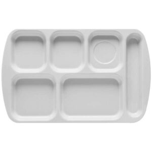 White Melamine 10" x 15 1/2" Right Hand 6 Compartment Tray - 12/Pack