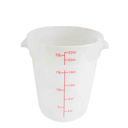 22 Qt Round Food Storage Container, PP, Translucent