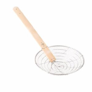 14" Galvanized Bamboo Handled Skimmer / Fine Mesh