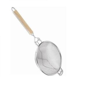 10 1/2" Reinforced Wooden Handle Strainer / Double / Fine