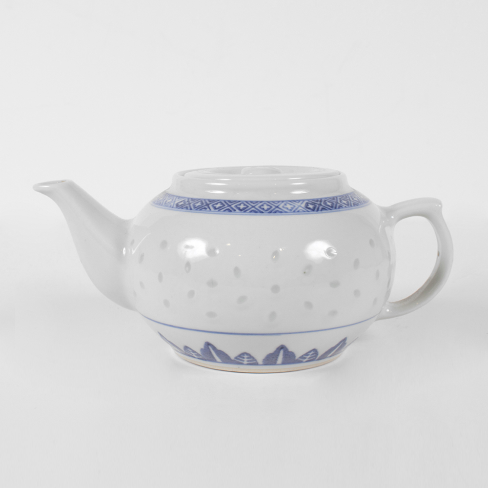 Porcelain Blue and White Rice Pattern Tea Pot Small / 6