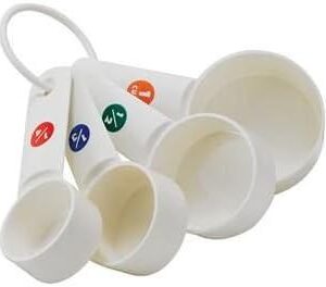 Measure Cup Set / White Plastic / 4 Pieces / MCPP-4