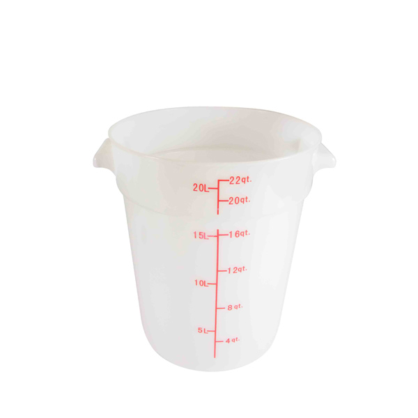 22 Qt / Round Food Storage Container / PP / White