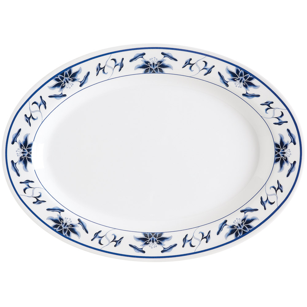10" Oval Platter Water Lily