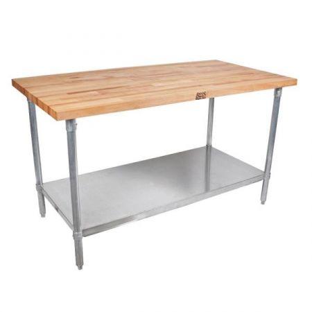 30" x 48" Wood Top w/ Galv Base & Adj Shelf