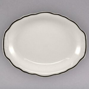 12 5/8" Oval Scalloped China Platter / Black